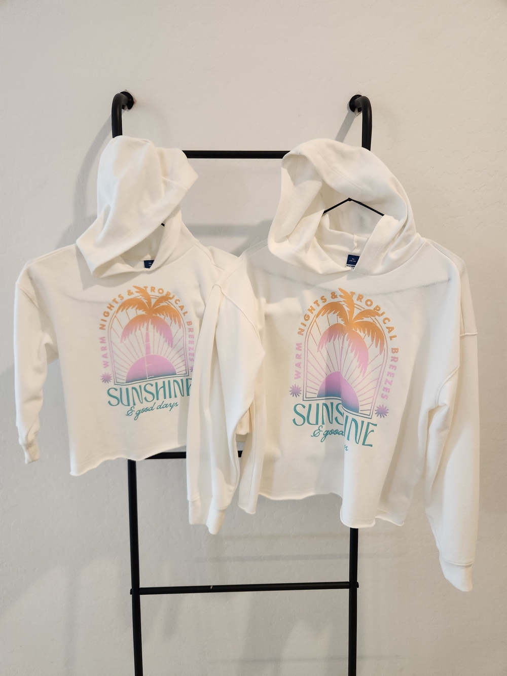 2 Sunshine Slouchy Graphic Hooded Sweatshirt - White